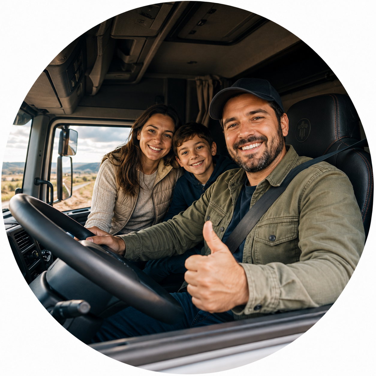 Família no caminhão
